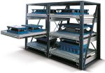 Regały o dużym udźwigu z wysuwanymi półkami 1000 kg/półkę i wysuw 95%